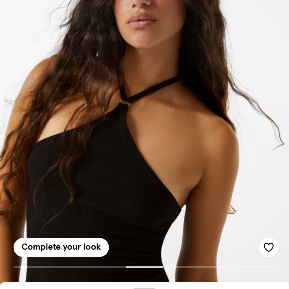 BERSHKA ribbed ring midi dress